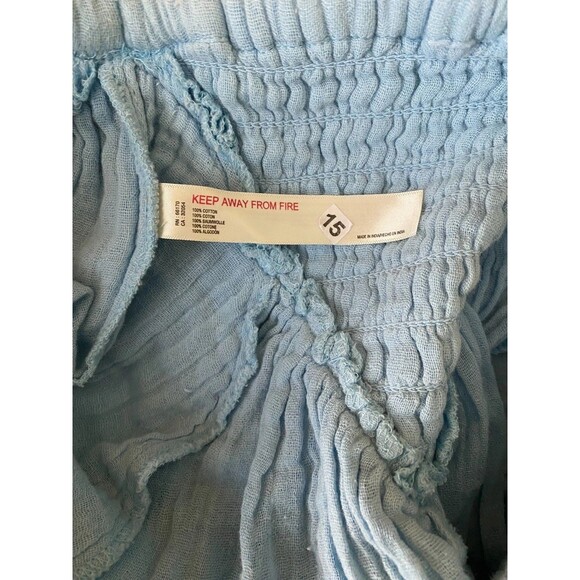 FREE PEOPLE Mini Gauze Pull On Shorts with Pockets, Medium, 100% Cotton, Blue - Picture 9 of 11